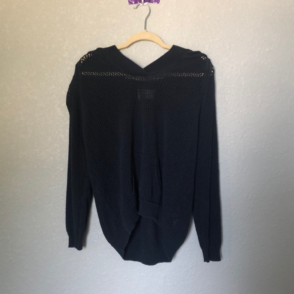 Navy Blue Knit Hoodie Sweater